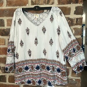 184 Fig and flower women’s blouse top sz M boho